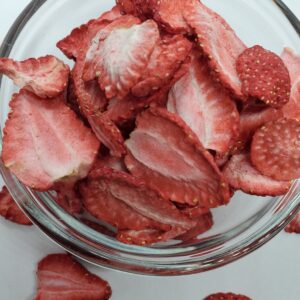 Image of freeze-dried strawberries nearby